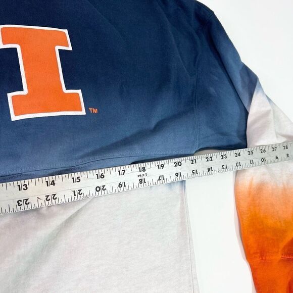 Spirit Jersey Long Sleeve Tee Women's XS Fighting Illini Dip Dye Jersey Illinois - Picture 6 of 8